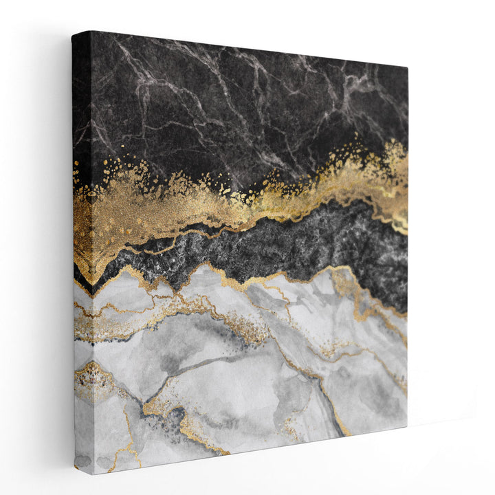 Abstract Creative Texture of Marble, Black and Gold - Canvas Print Wall Art