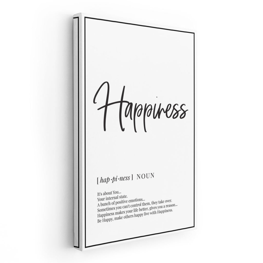 Happiness Definition, Minimalist Wall Art - Canvas Print Wall Art