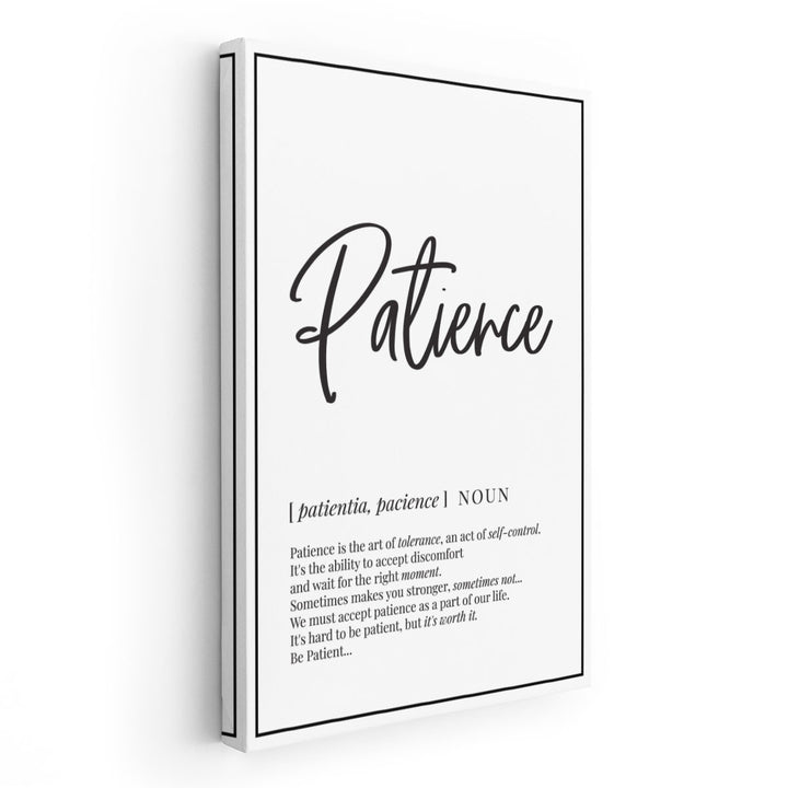 Patience Definition, Minimalist Wall Art - Canvas Print Wall Art