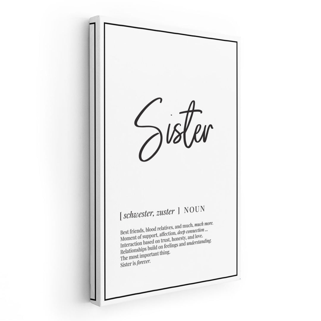 Sister Definition, Minimalist Wall Art - Canvas Print Wall Art