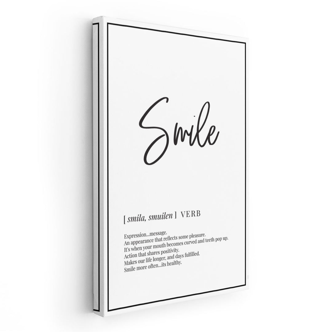 Smile Definition, Minimalist Wall Art - Canvas Print Wall Art