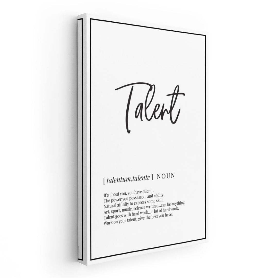 Talent Definition, Minimalist Wall Art - Canvas Print Wall Art