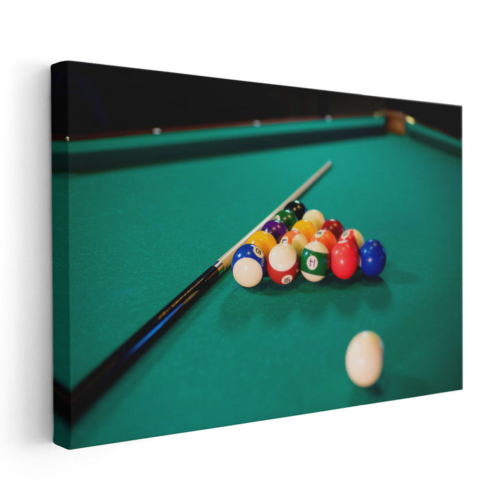 Pool Table With Props - Canvas Print Wall Art