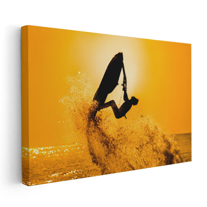 Man Driving Jet Ski in Freestyle - Canvas Print Wall Art