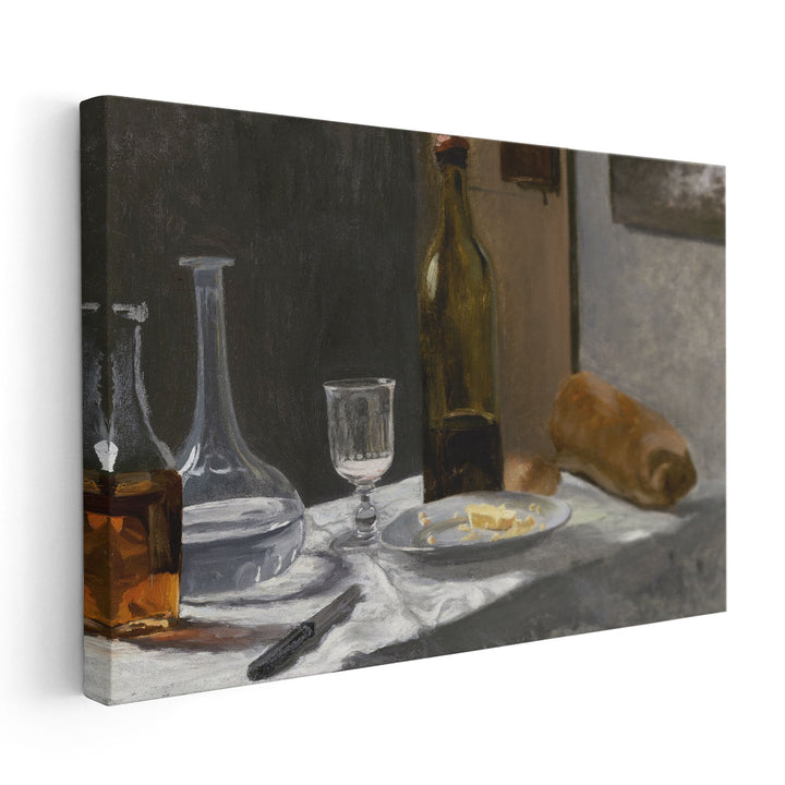 Still Life with Bottle, Carafe, Bread, and Wine, 1862–1863 - Canvas Print Wall Art