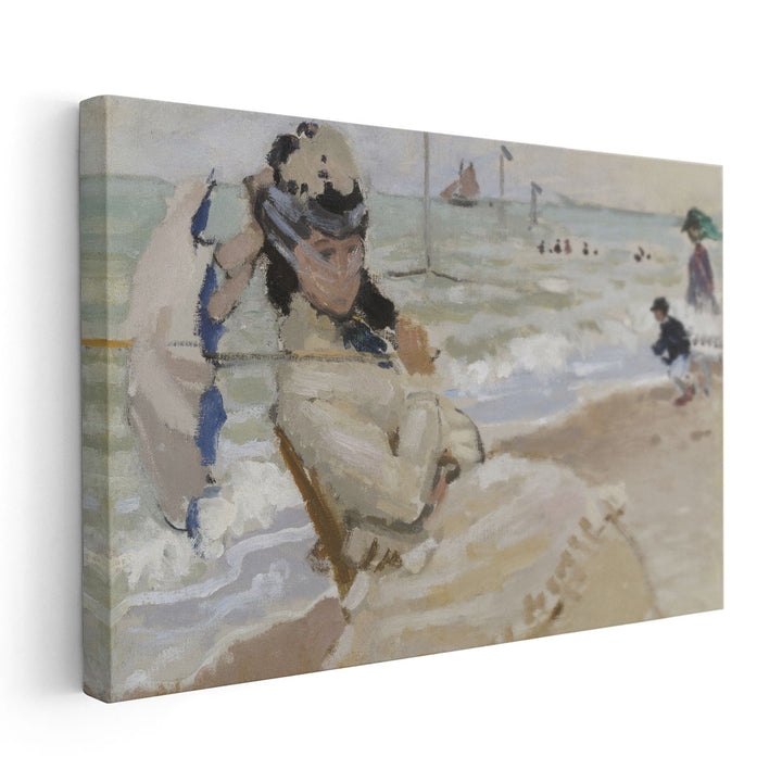 Camille on the Beach in Trouville, 1870 - Canvas Print Wall Art