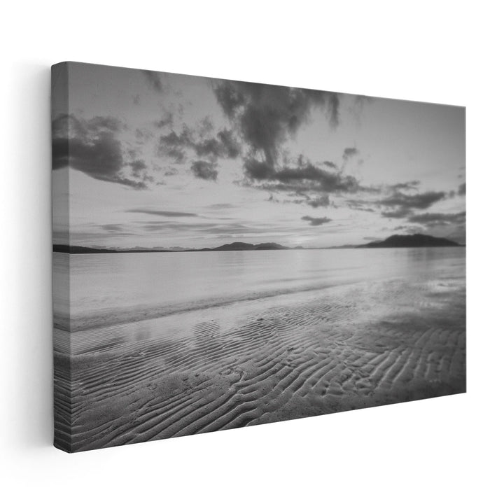 Samish Bay Sunset II Black and White - Canvas Print Wall Art