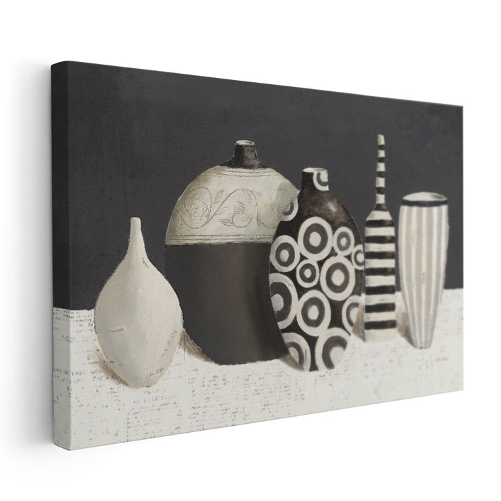 Objet d'Art Charcoal Black and White - Canvas Print Wall Art