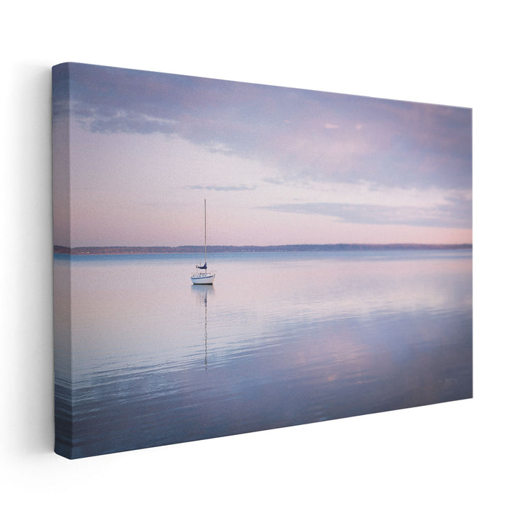 Sailboat in Bellingham Bay I Vignette - Canvas Print Wall Art