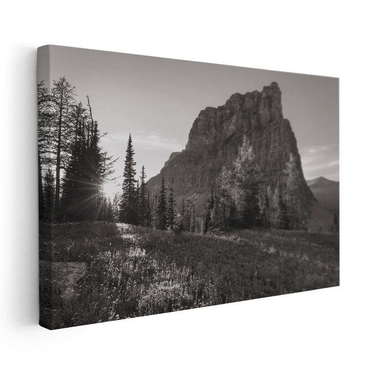 Boulder Pass Glacier National Park Black and White - Canvas Print Wall Art