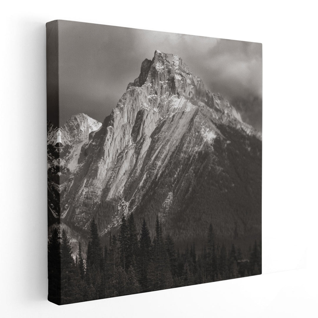 Canadian Rockies Black and White - Canvas Print Wall Art