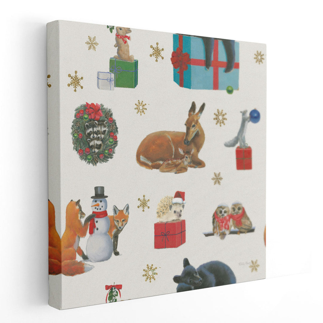 Christmas Critters Bright Pattern IIIB - Canvas Print Wall Art