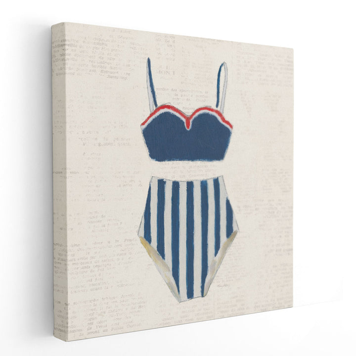 Retro Swimwear III Newsprint - Canvas Print Wall Art