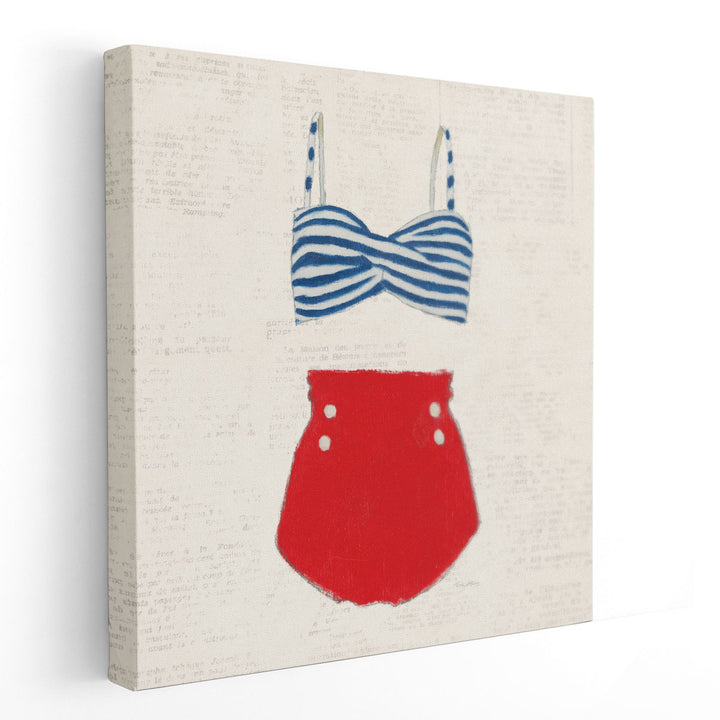 Retro Swimwear IV Newsprint - Canvas Print Wall Art