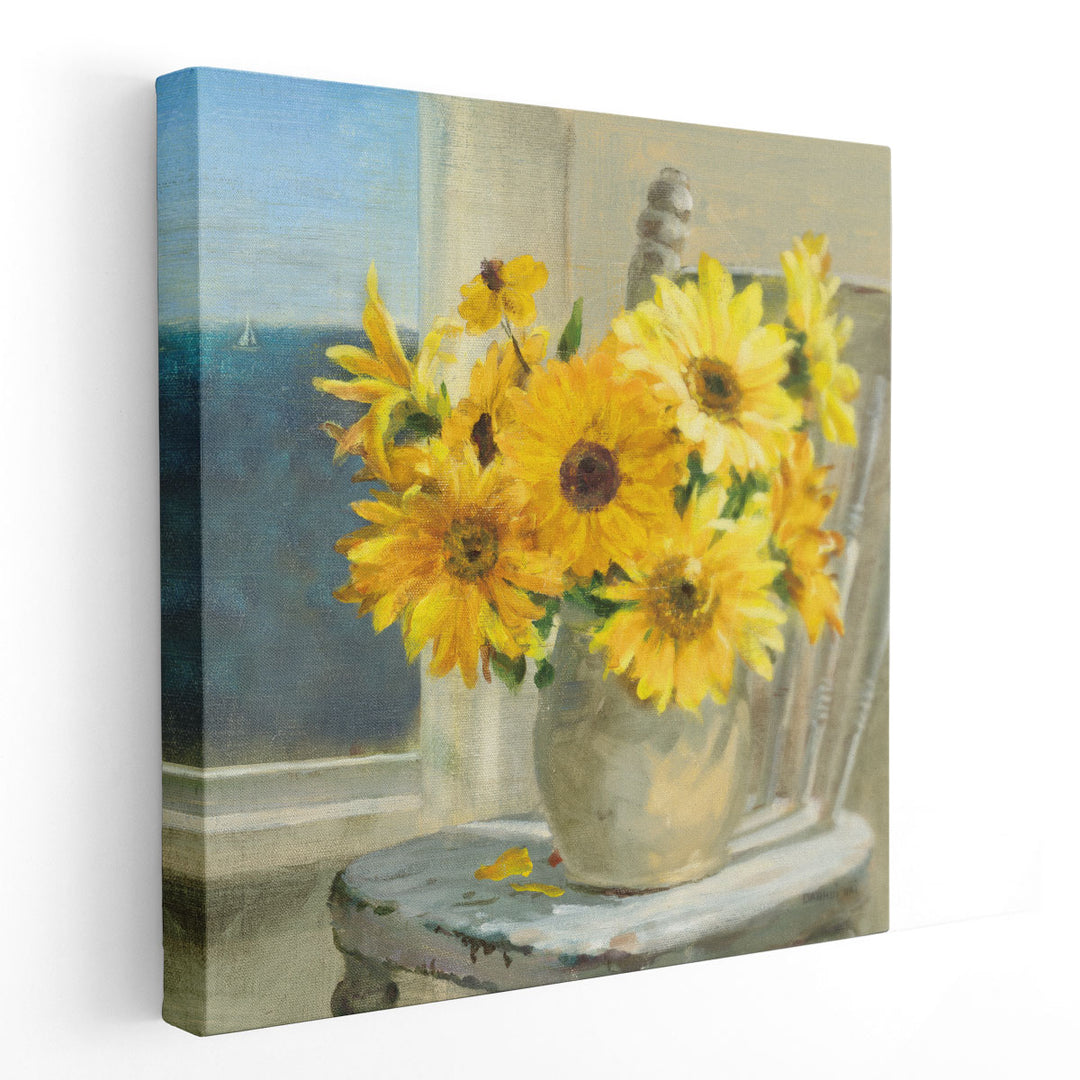 Sunflowers by the Sea - Canvas Print Wall Art