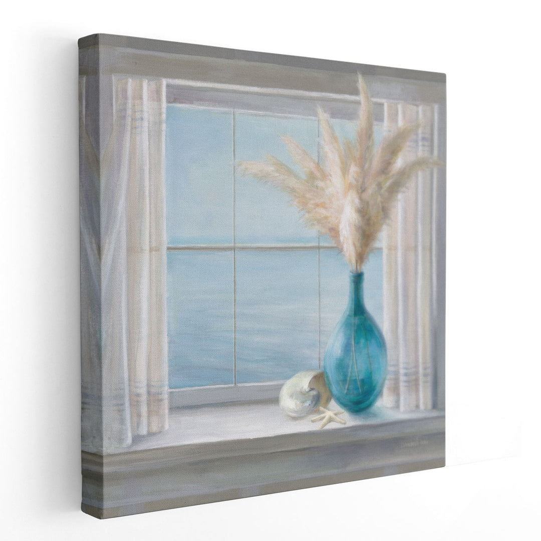 Seaside Cottage View Shell - Canvas Print Wall Art