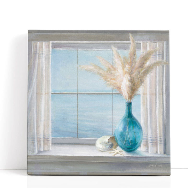 Seaside Cottage View Shell - Canvas Print Wall Art