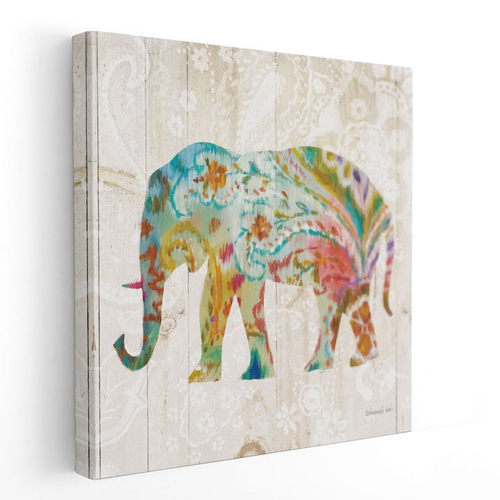 Boho Paisley Elephant II - Canvas Print Wall Art