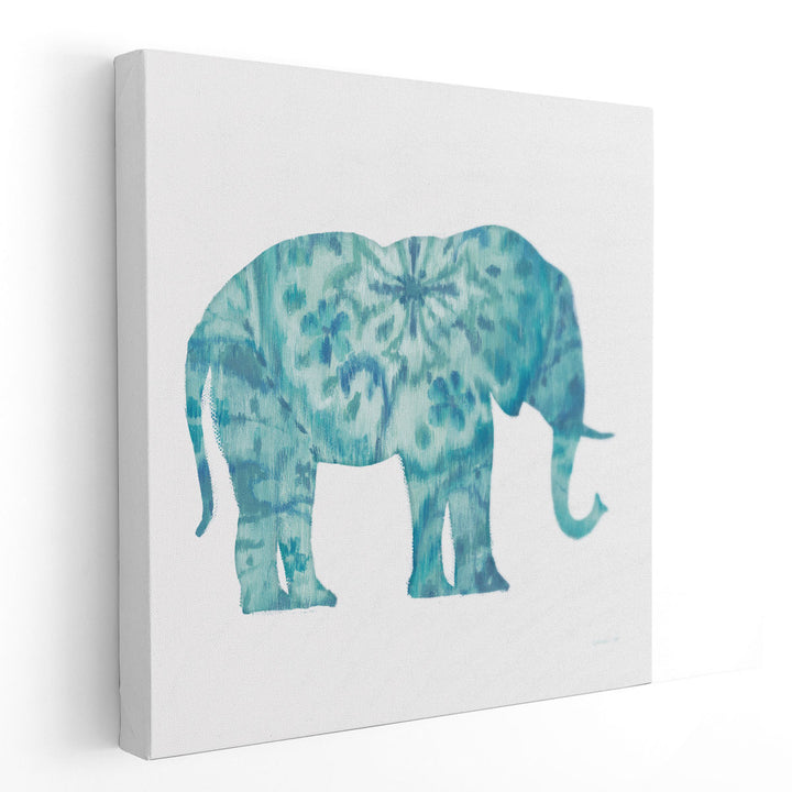 Boho Teal Elephant I - Canvas Print Wall Art