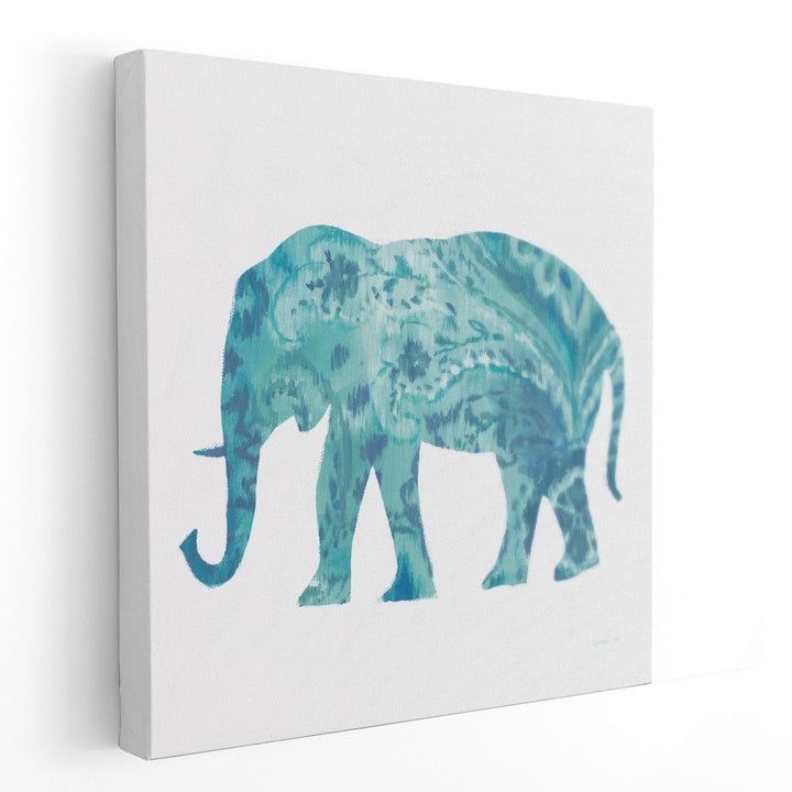 Boho Teal Elephant II - Canvas Print Wall Art