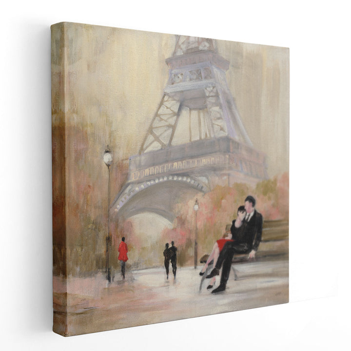 Romantic Paris I Red Jacket - Canvas Print Wall Art