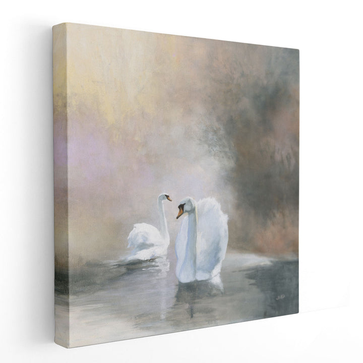 Swans in Mist - Canvas Print Wall Art