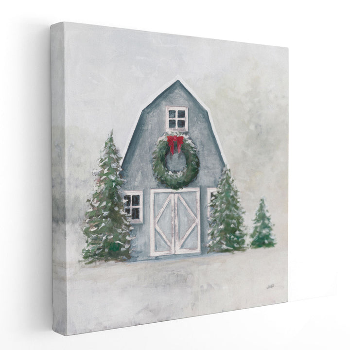 December Blue Barn - Canvas Print Wall Art