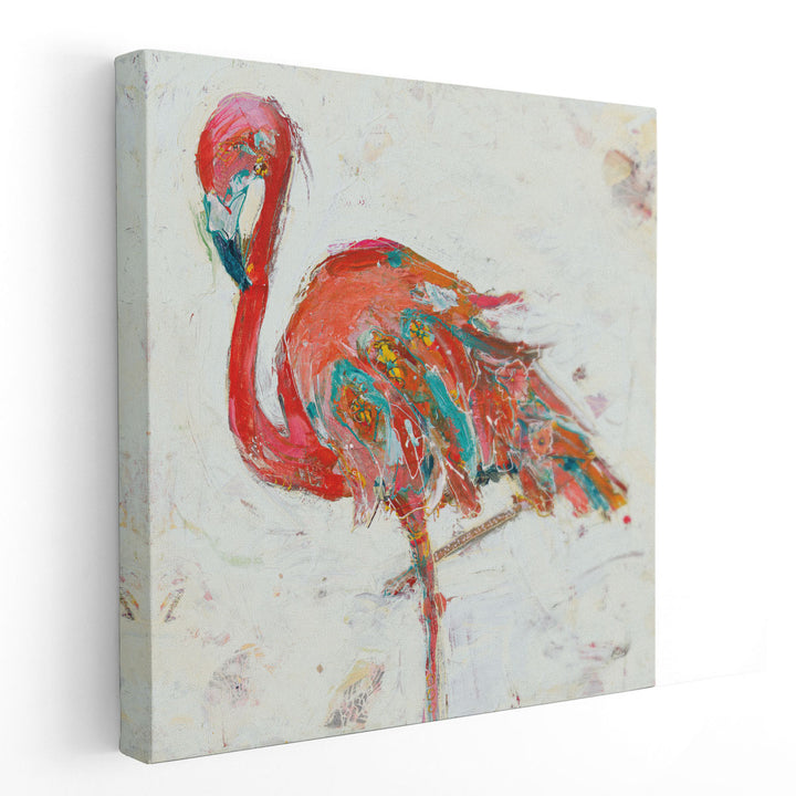 Flamingo on White - Canvas Print Wall Art