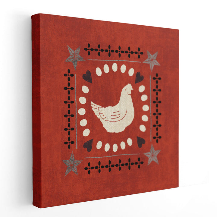 Little Red Farm Tile III - Canvas Print Wall Art