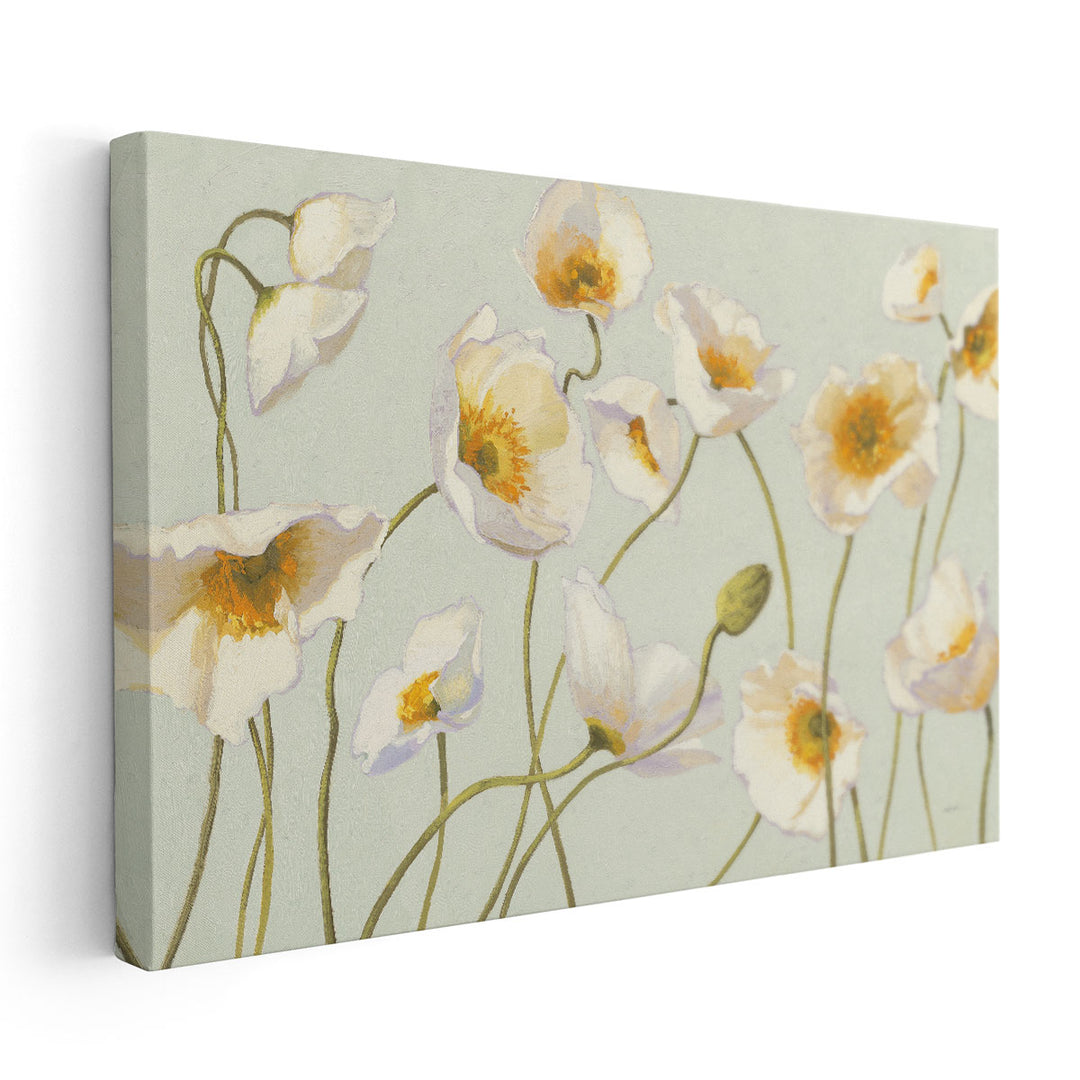 White and Bright Poppies - Canvas Print Wall Art