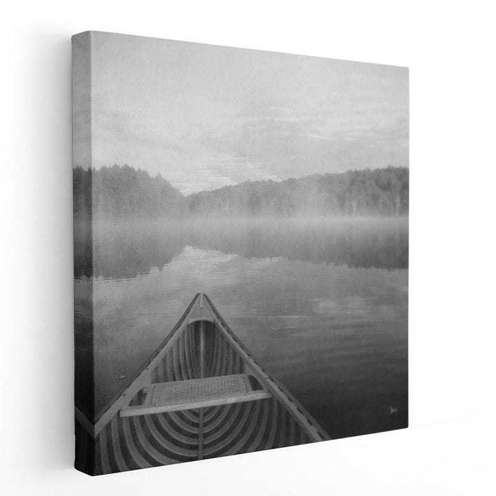 Calm Waters Canoe I Black and White - Canvas Print Wall Art