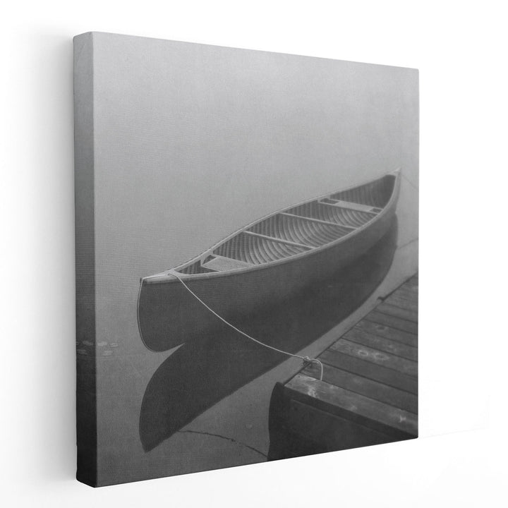 Calm Waters Canoe II Black and White - Canvas Print Wall Art