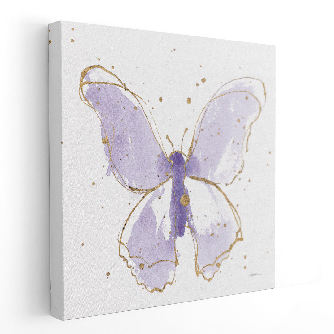 Gilded Butterflies II Purple - Canvas Print Wall Art