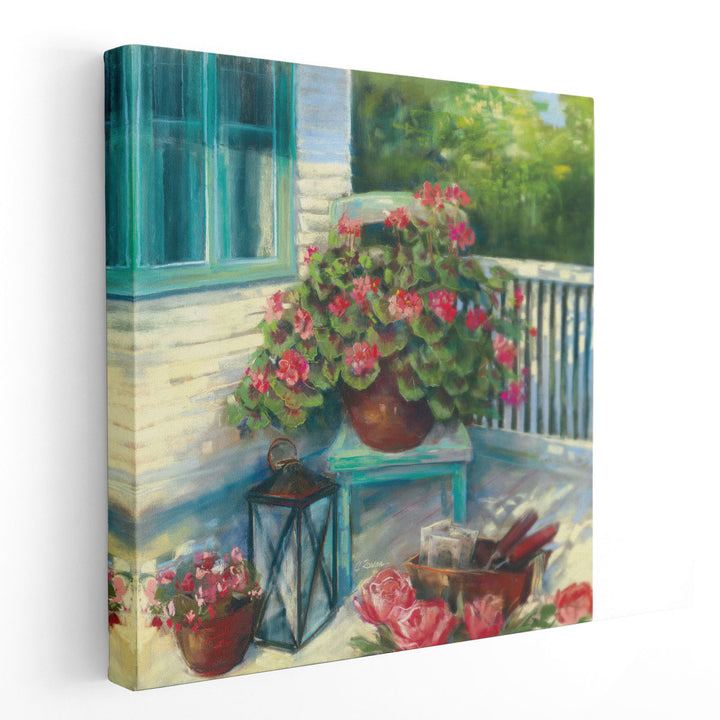 Porch Geraniums - Canvas Print Wall Art