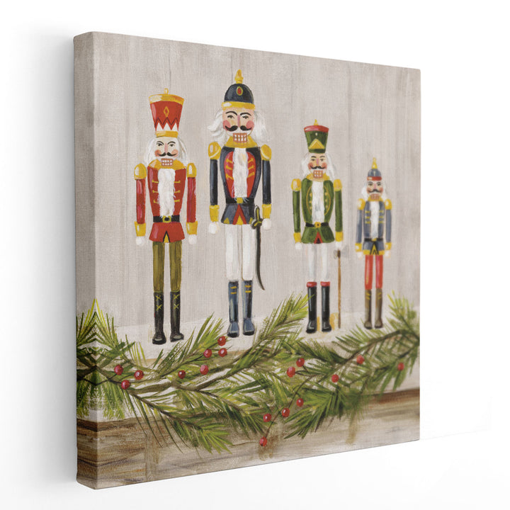 Nutcrackers on a Mantel - Canvas Print Wall Art