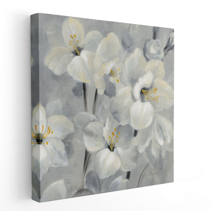 Flowers on Gray II - Canvas Print Wall Art