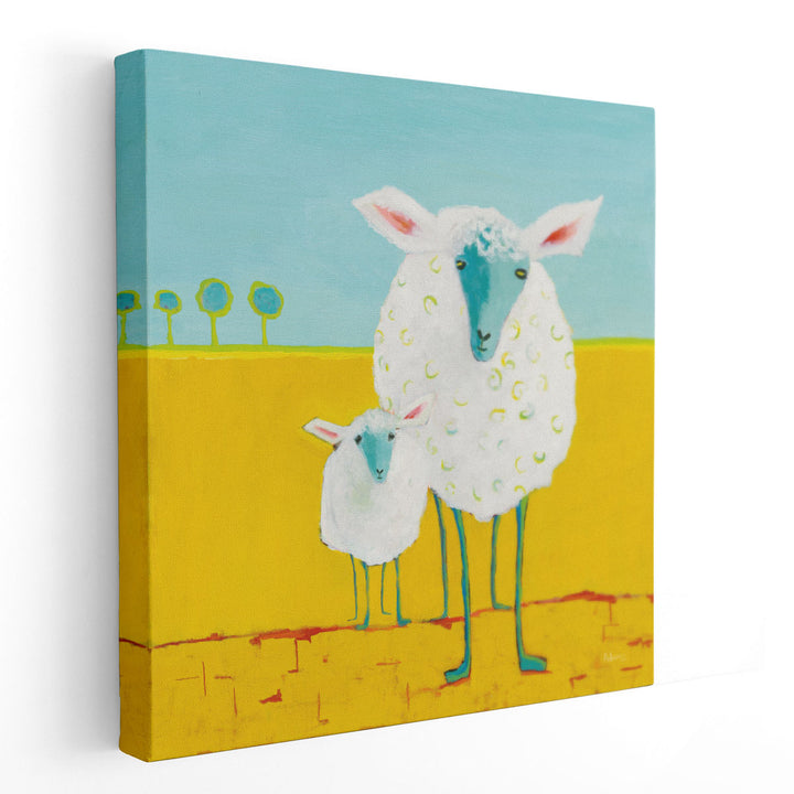 Mama and Baby Sheep - Canvas Print Wall Art