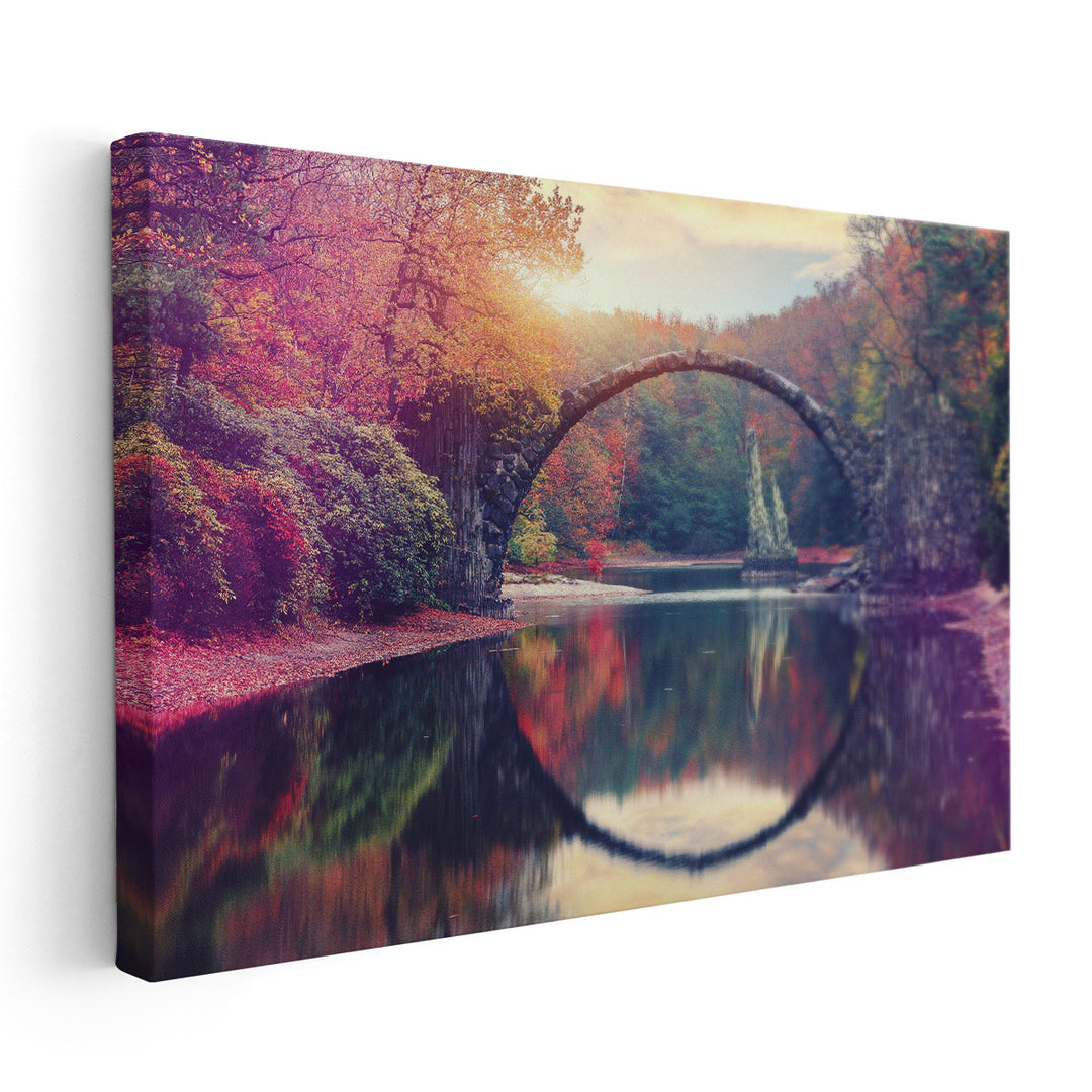 Rakotz Bridge in Germany - An Autumn Landscape - Canvas Print Wall Art