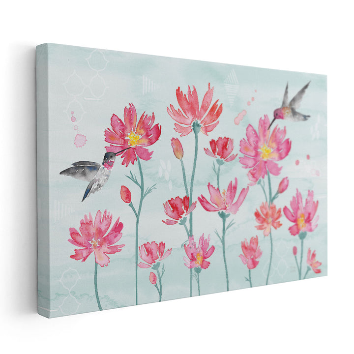 Flowers and Feathers I - Canvas Print Wall Art