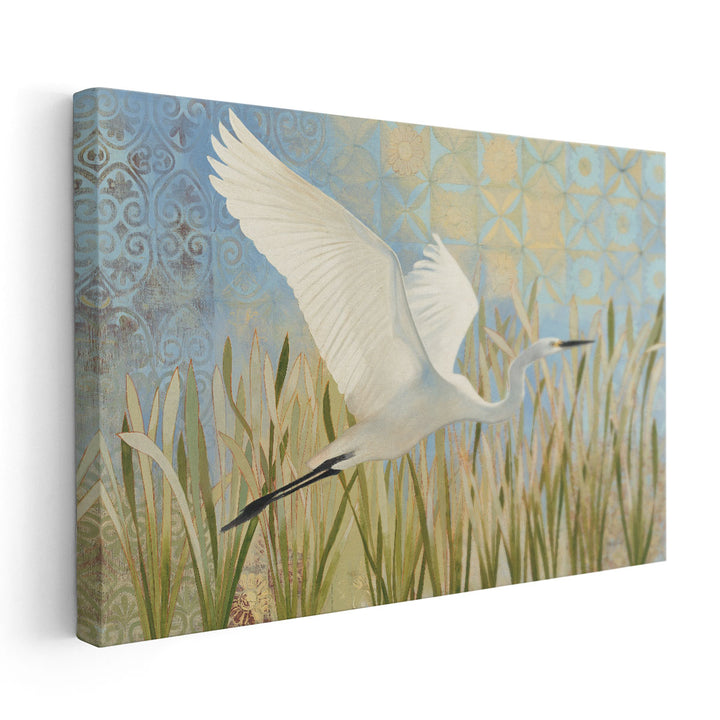 Snowy Egret in Flight - Canvas Print Wall Art