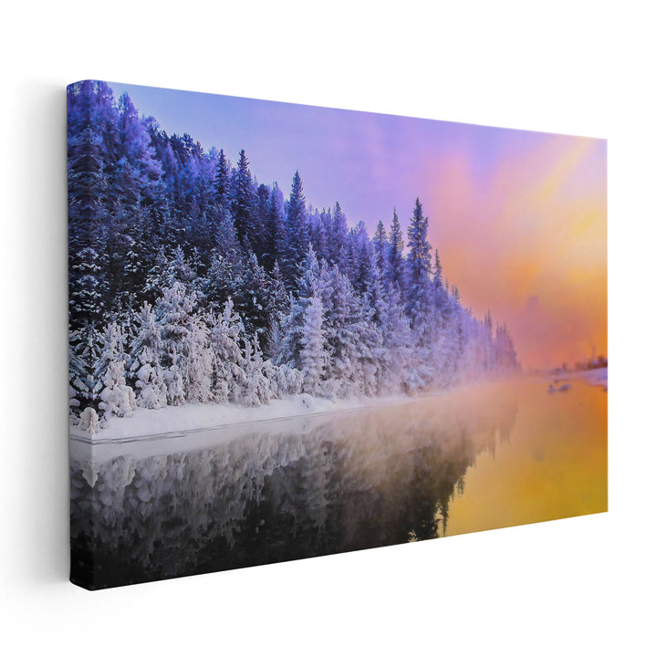 Winter's Dusk Reflections - Canvas Print Wall Art