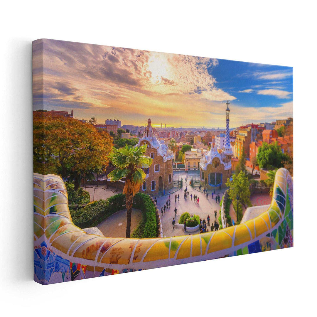 A View of the City Barcelona, Spain from Park Guell - Canvas Print Wall Art