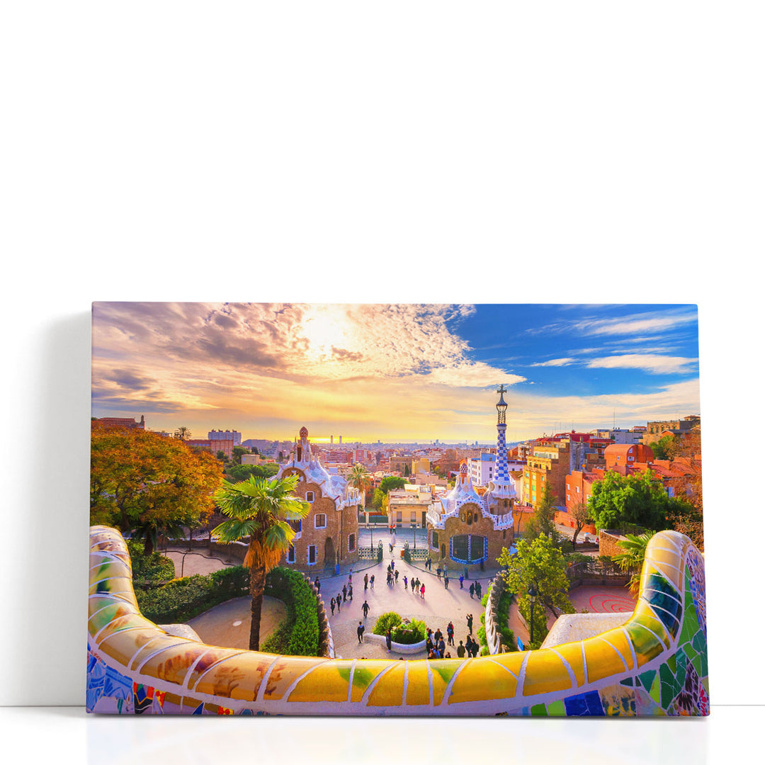 A View of the City Barcelona, Spain from Park Guell - Canvas Print Wall Art