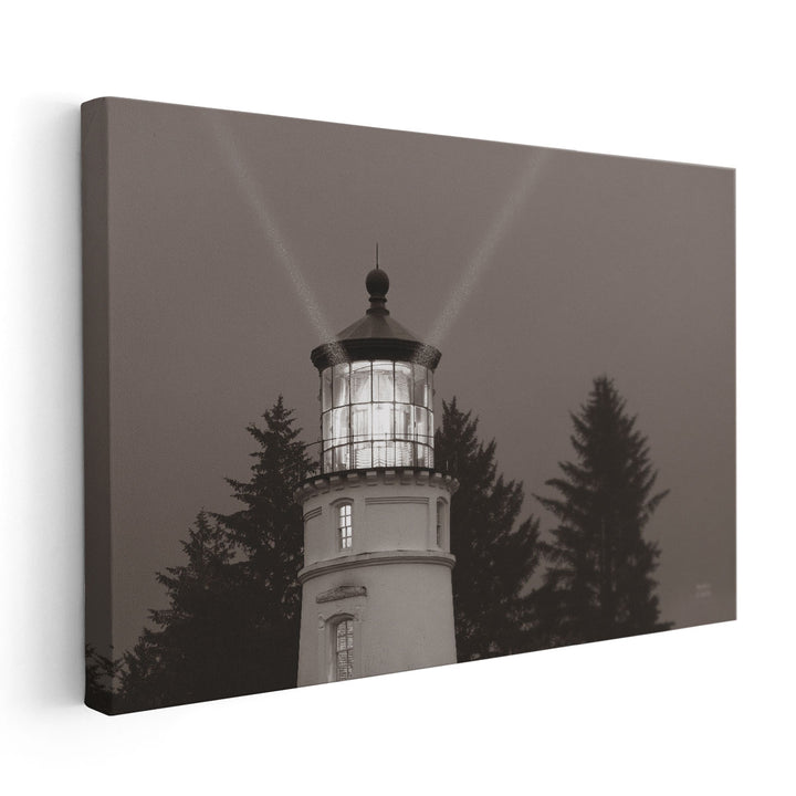 Oregon Coast Lighthouse Black and White - Canvas Print Wall Art