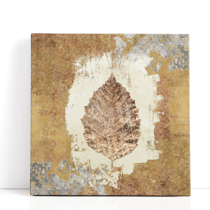 Brown Leaf Artwork, Abstract Wall Decor, Large Wall Painting for Bedroom | Gilded Leaf VI