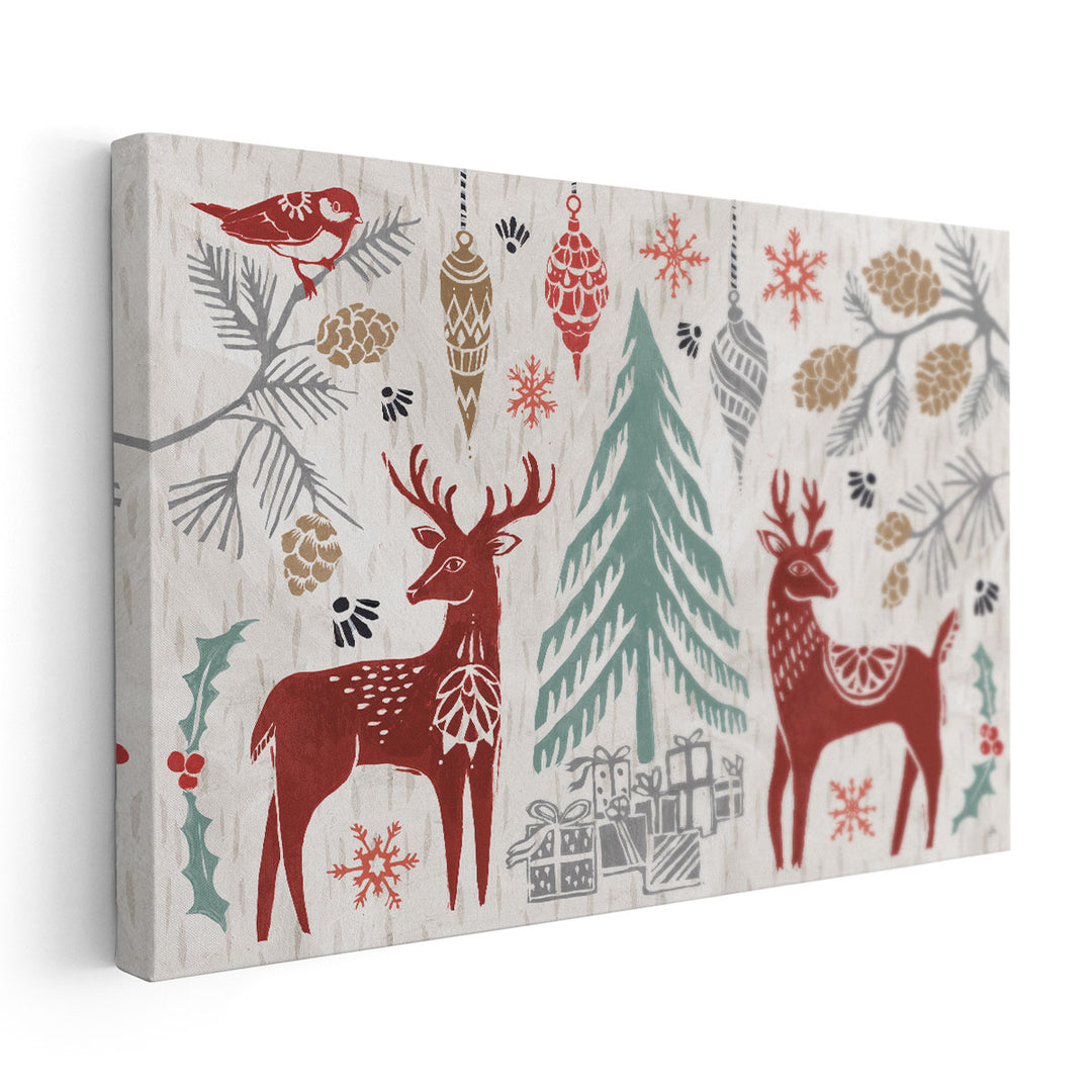 Woodcut Christmas I - Canvas Print Wall Art