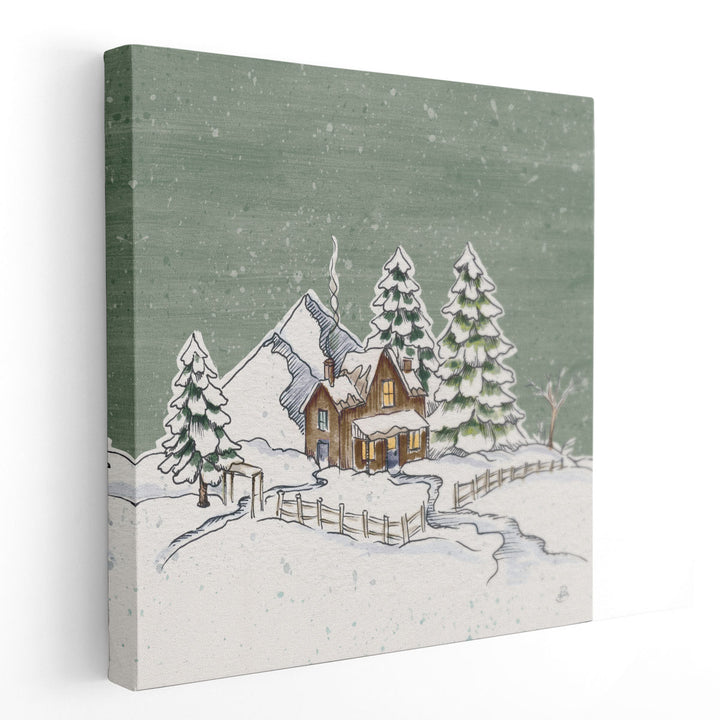 Holiday Toile Cabin - Canvas Print Wall Art