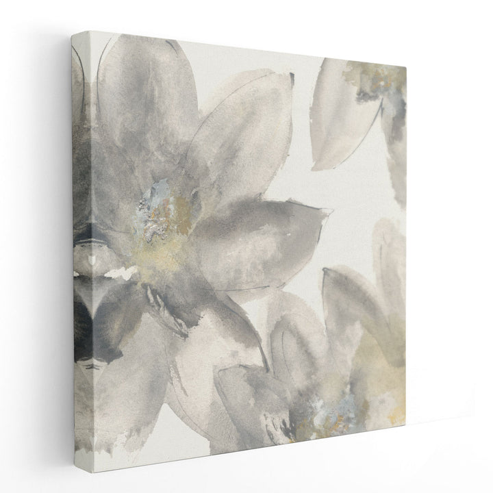 Gray and Silver Flowers I - Canvas Print Wall Art