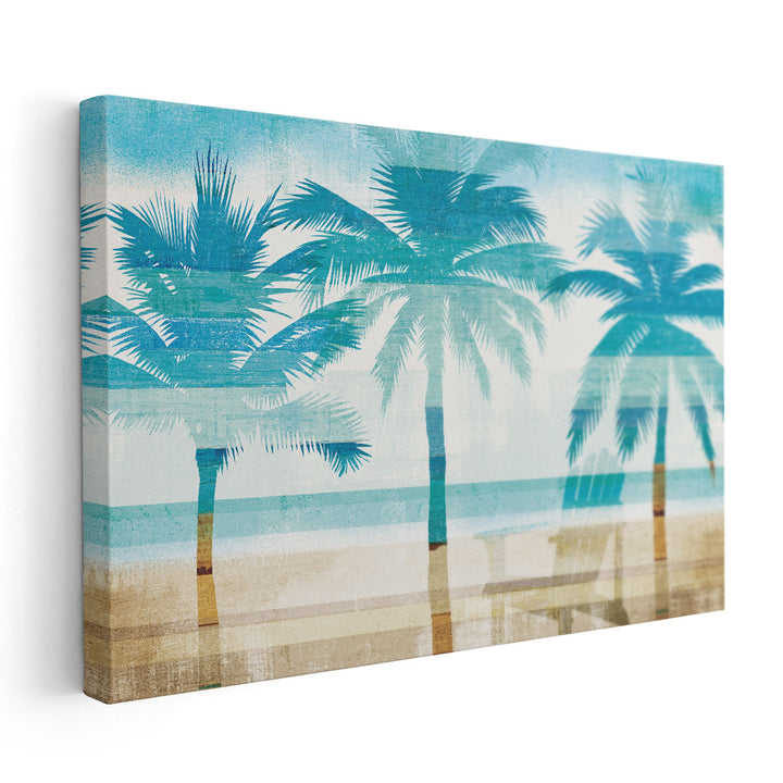 Beachscape Palms with Chair - Canvas Print Wall Art