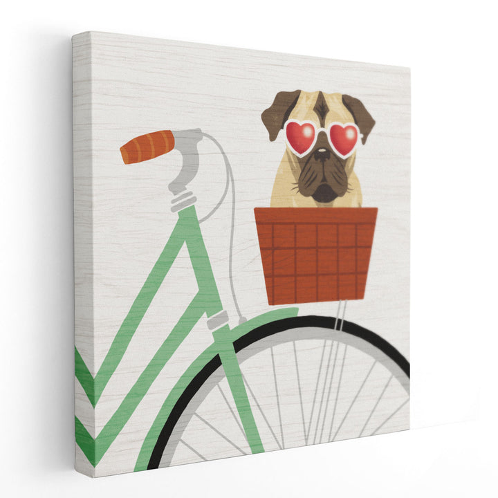 Beach Bums Pug Bicycle I - Canvas Print Wall Art